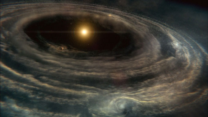 星分子雲が太陽系を作り出しているイメージ
