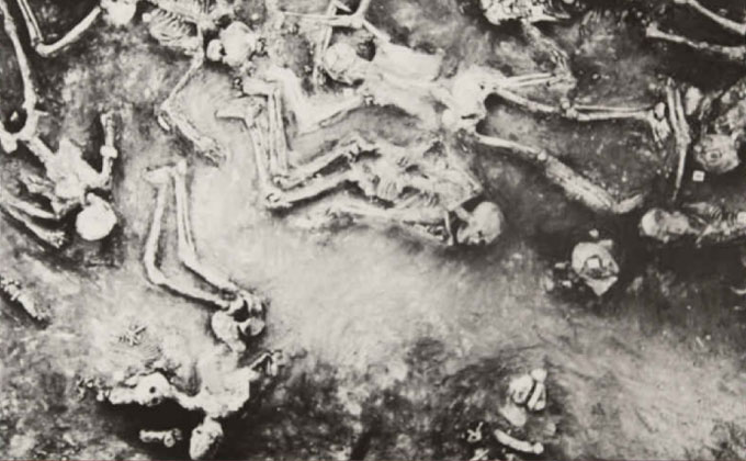 モヘンジョダロ遺跡で発掘された遺体